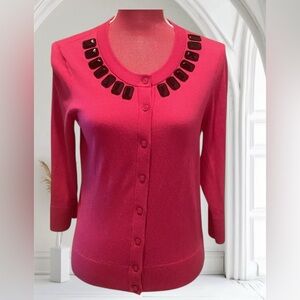 Kate Spade Pink Cardigan with Black Embellishments